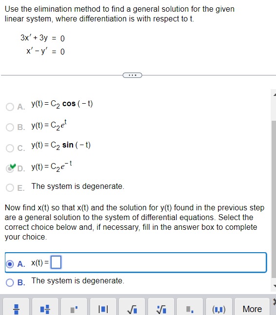 Solved Use The Elimination Method To Find A General Solution | Chegg.com