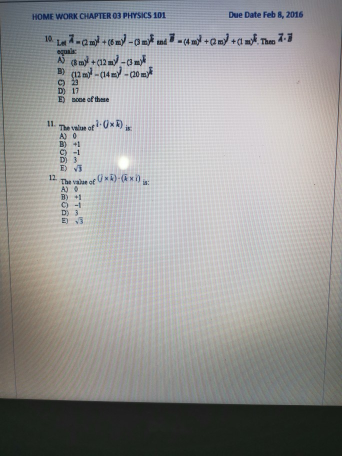 physics 101 homework answers