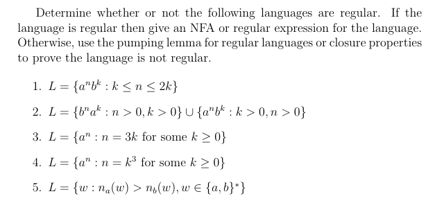 Solved Determine Whether Or Not The Following Languages Are | Chegg.com