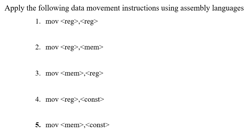 Solved Apply the following data movement instructions using | Chegg.com