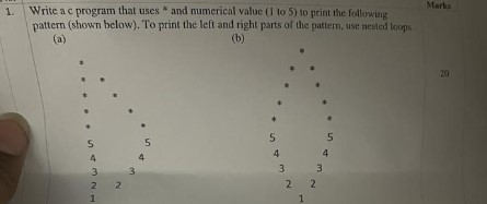 Solved Write A Program That Uses * And Numerical Value (1 To | Chegg.com