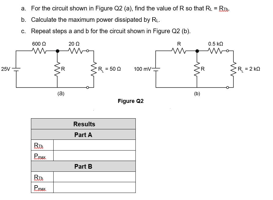 Solved a. For the circuit shown in Figure Q2 (a), find the | Chegg.com