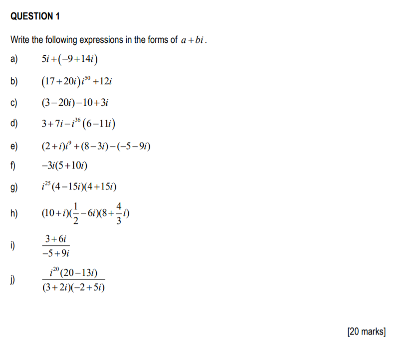 Solved QUESTION 1 Write the following expressions in the | Chegg.com