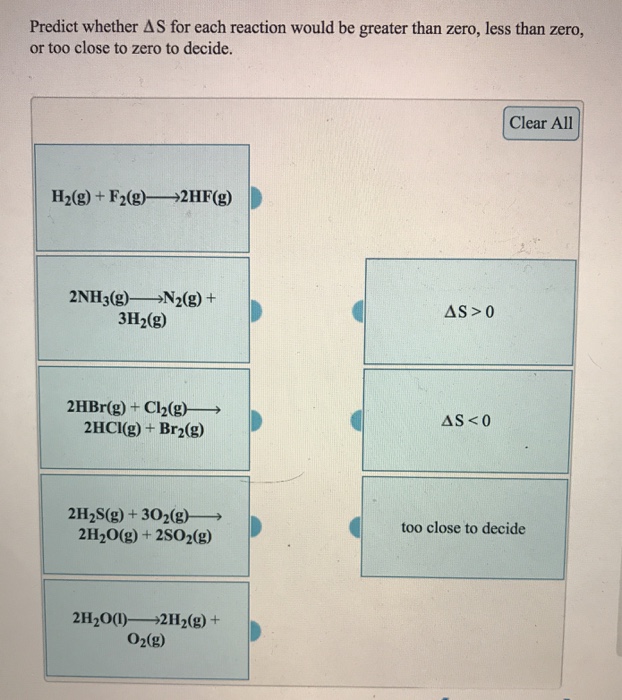 Solved Predict whether ? S for each reaction would be