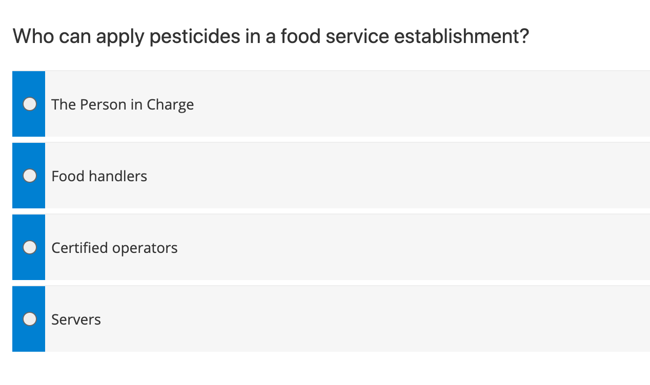 Solved Who can apply pesticides in a food service | Chegg.com