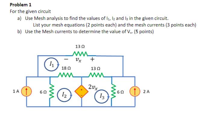 Solved Problem 1 For the given circuit a) Use Mesh analysis | Chegg.com