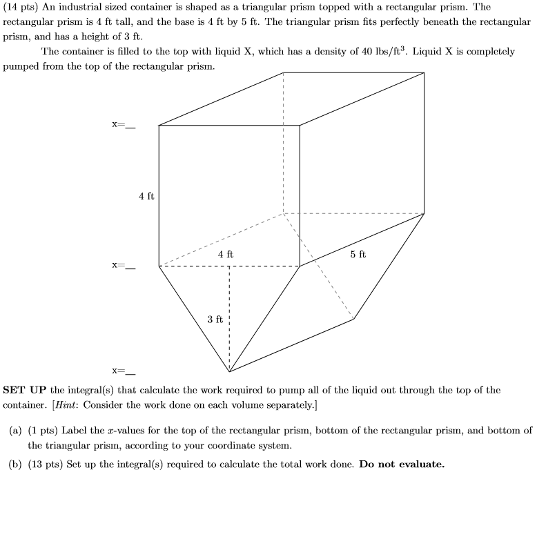 Solved (14 pts) An industrial sized container is shaped as a | Chegg.com