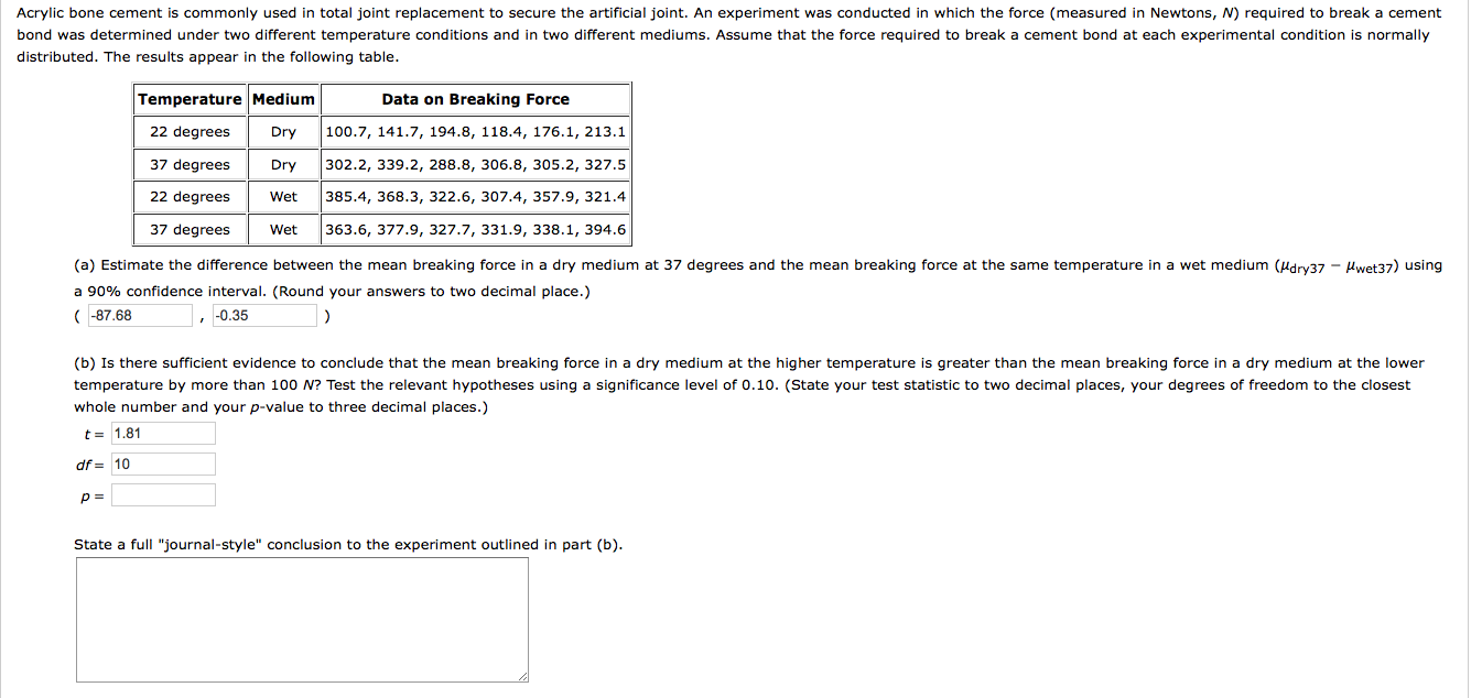 Solved Acrylic bone cement is commonly used in total joint
