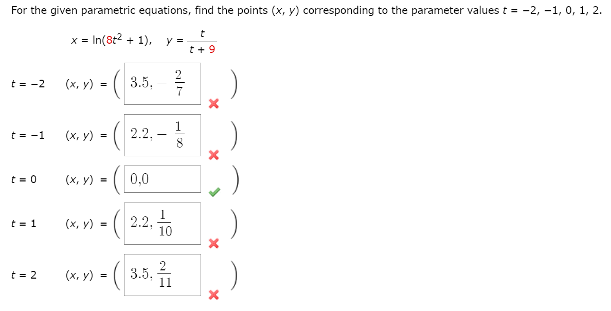 Solved For The Given Parametric Equations Find The Points