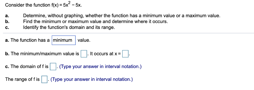 Solved Consider the function fx)- 5x2-5x. a.Determine, | Chegg.com