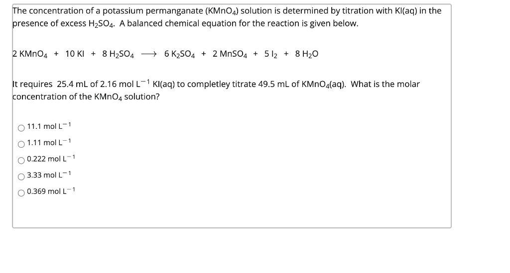 To Determine The Molarity Of KMnO4 Solution By Titrating It, 44 OFF