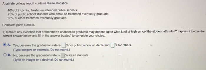 Solved A private college report contains these statistics | Chegg.com