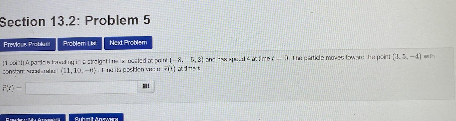 Solved Section 13.2: Problem 5 Previous Problem Problem List | Chegg.com