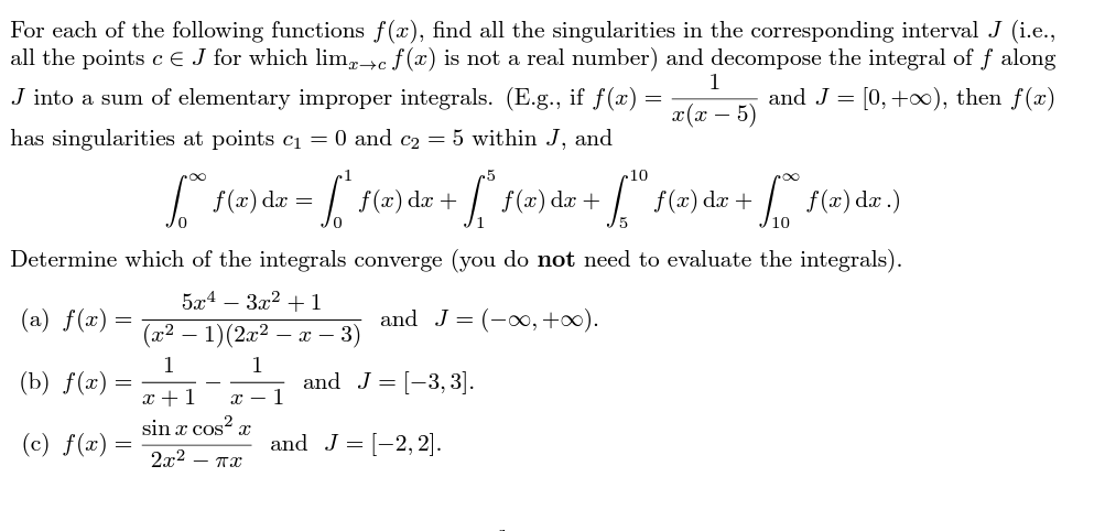 Solved For each of the following functions f(x), find all | Chegg.com