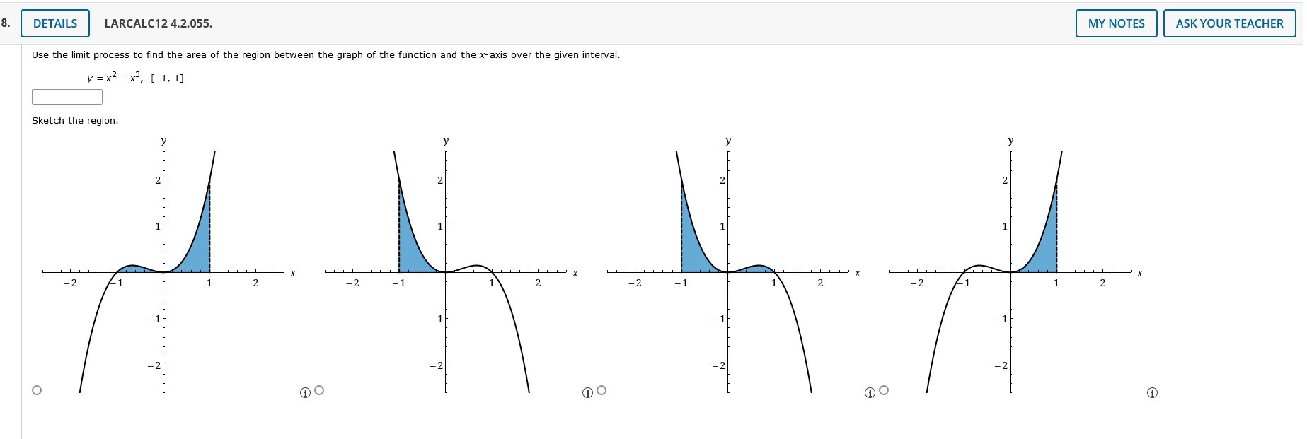 Solved Use the limit process to find the area of the region | Chegg.com