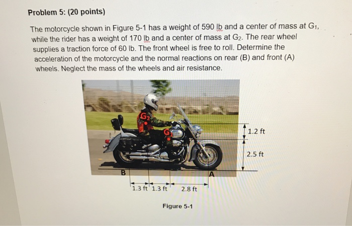 Solved Problem 5: (20 points) The motorcycle shown in Figure | Chegg.com