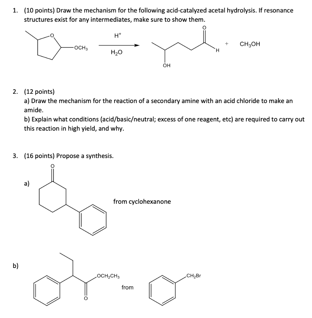 Solved 1. (10 points) Draw the mechanism for the following | Chegg.com