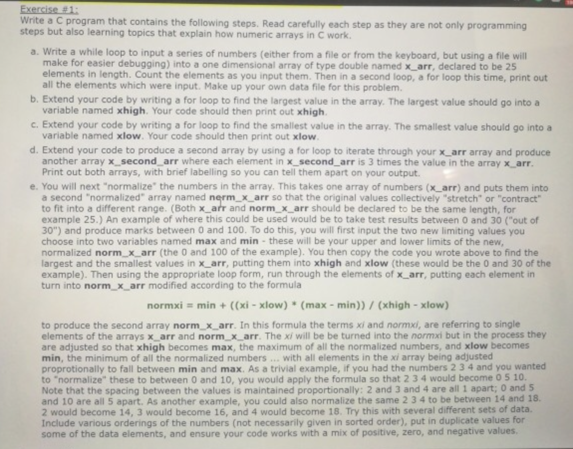 Solved Write a C program that contains the following steps. | Chegg.com