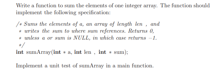 Solved Write a function to sum the elements of one integer | Chegg.com