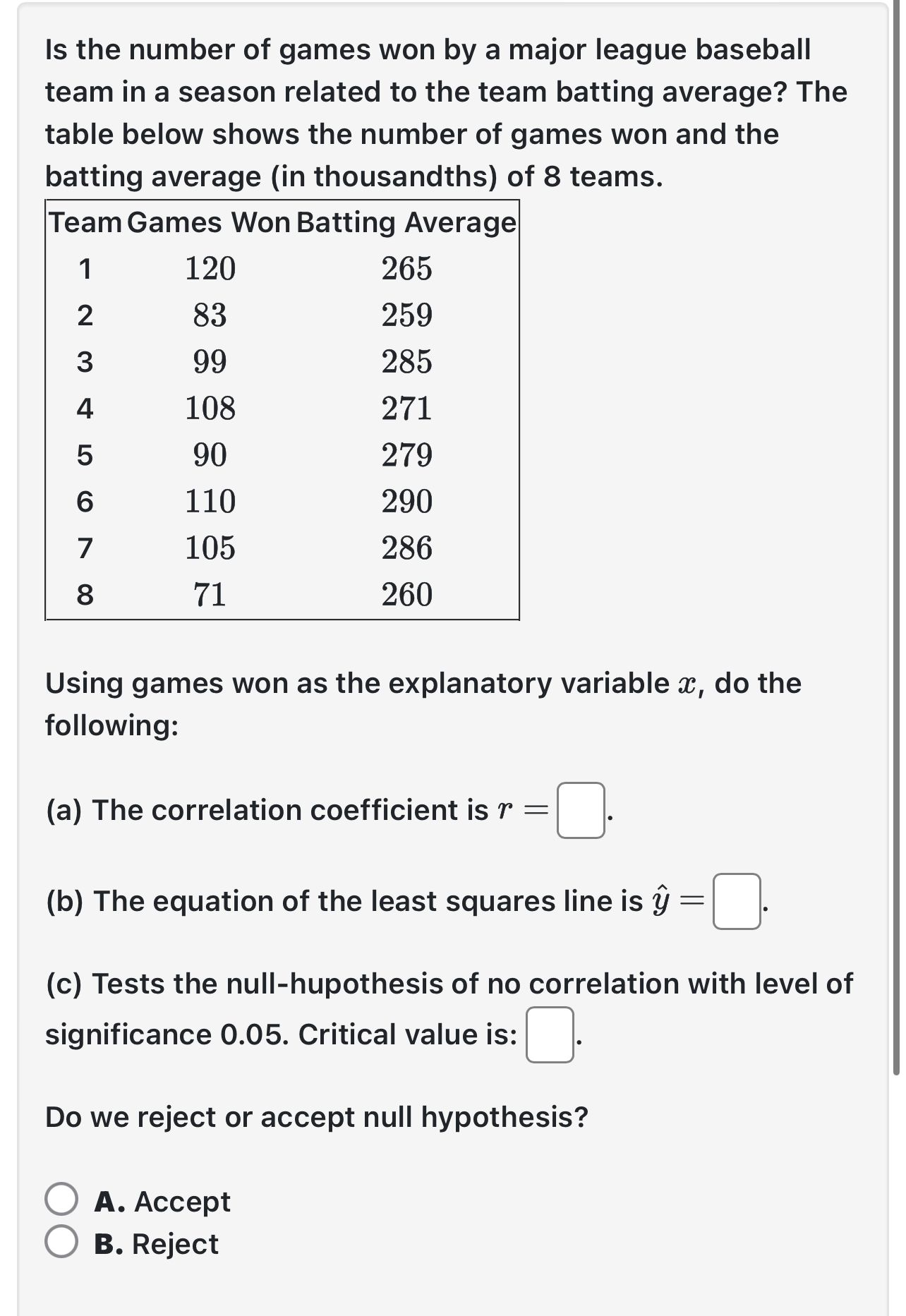 Solved Is the number of games won by a major league baseball | Chegg.com