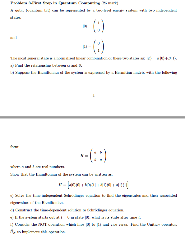 Solved Problem 3-First Step In Quantum Computing (25 Mark) A | Chegg.com