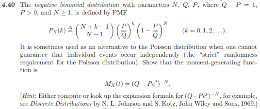 Solved 4 40 The Negative Binomial Distribution With Param Chegg Com