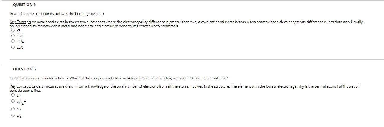 Solved QUESTION 5 In which of the compounds below is the | Chegg.com