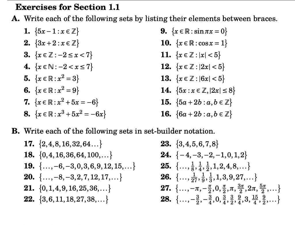 Solved Exercises for Section 1.1 A. Write each of the | Chegg.com