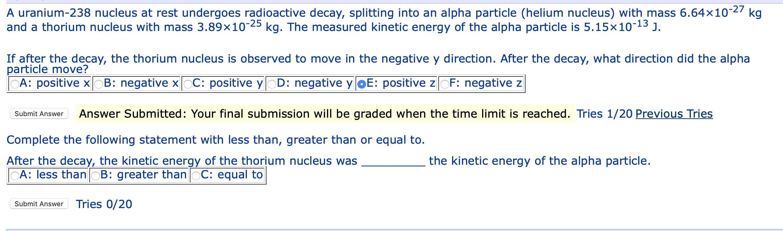 Solved A uranium238 nucleus at rest undergoes radioactive