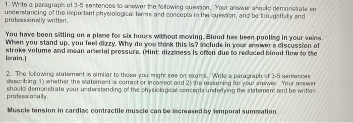 Solved: 1. Write A Paragraph Of 3-5 Sentences To Answer Th... | Chegg.com