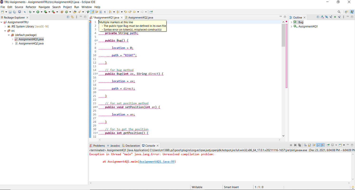 Solved I have the following code that is not executable | Chegg.com