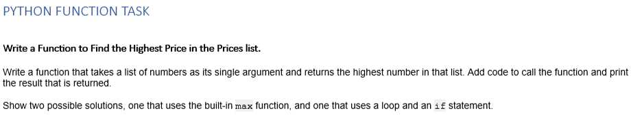 Solved PYTHON FUNCTION TASKWrite a Function to Find the | Chegg.com