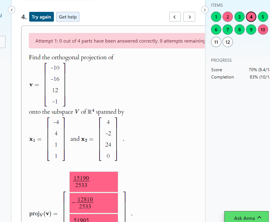 Solved Attempt 1: 0 ﻿out of 4 ﻿parts have been answered | Chegg.com