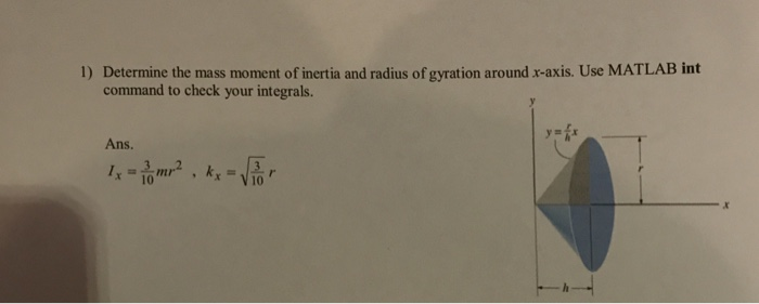 Solved Determine the mass moment of inertia and radius of | Chegg.com