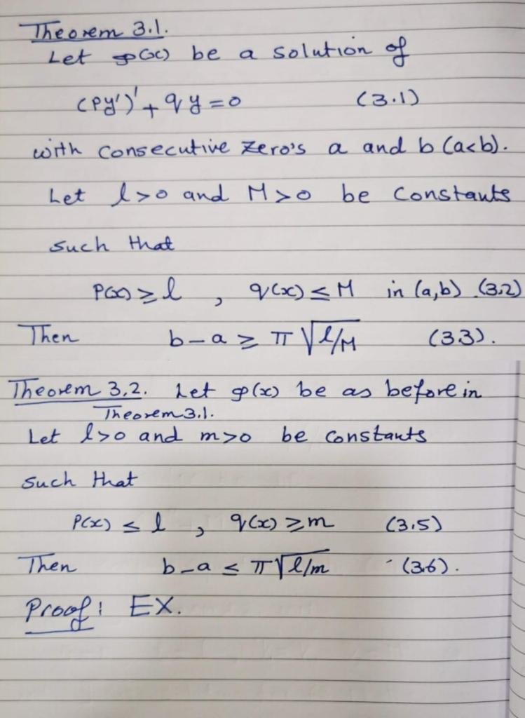 Solved Theorem 3 1 Let Go Ge Be A Solution Of Py Q Chegg Com