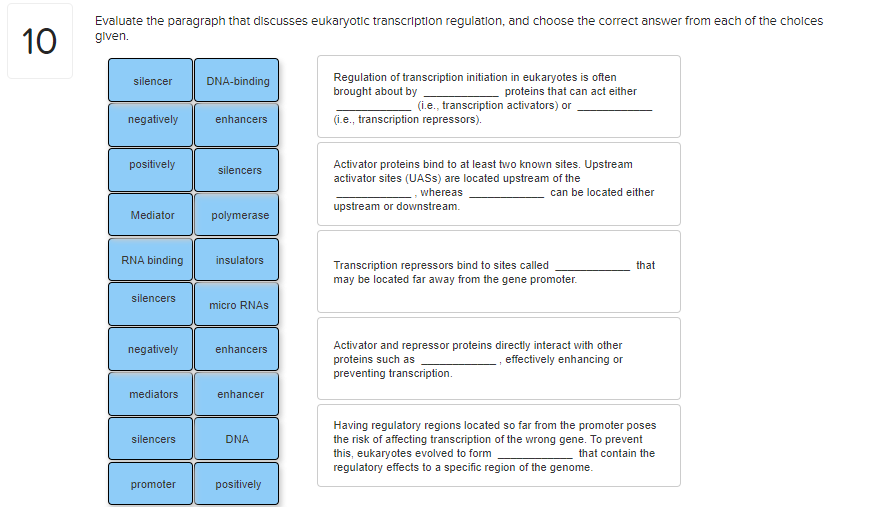Solved 10 Evaluate the paragraph that discusses eukaryotic