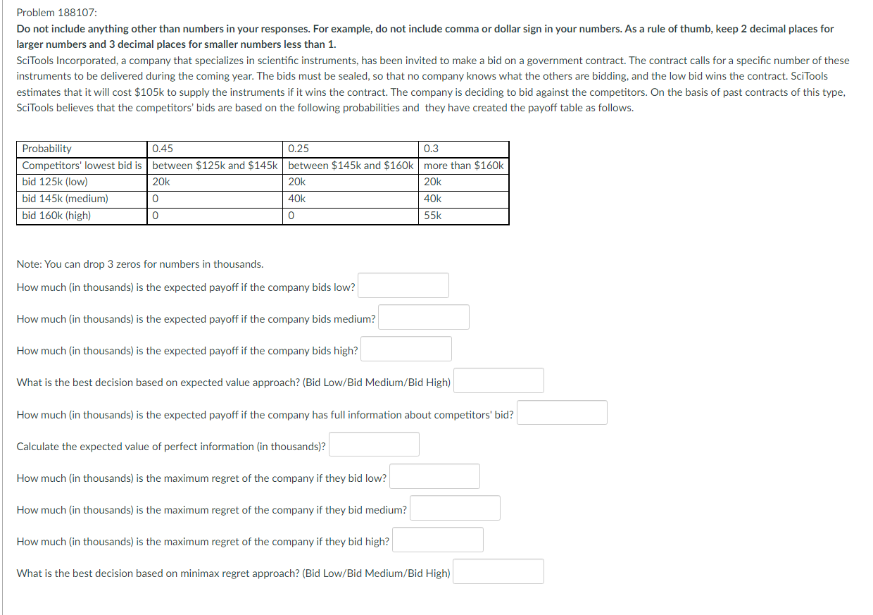Solved Do not include anything other than numbers in your | Chegg.com
