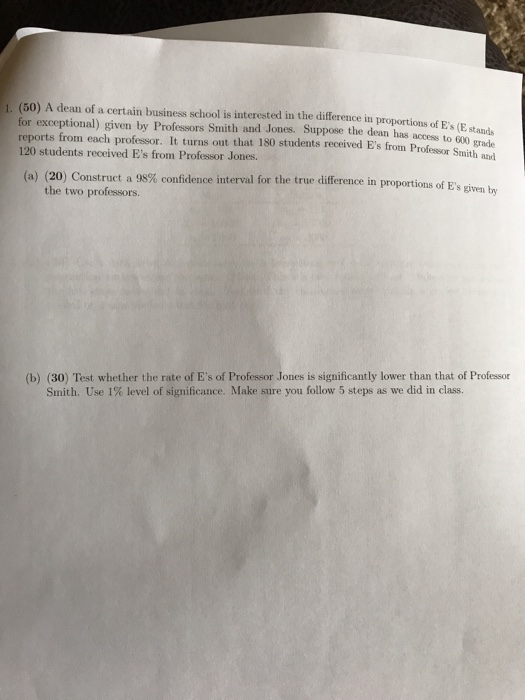 Solved 1. (50) A dean of a certain business school is
