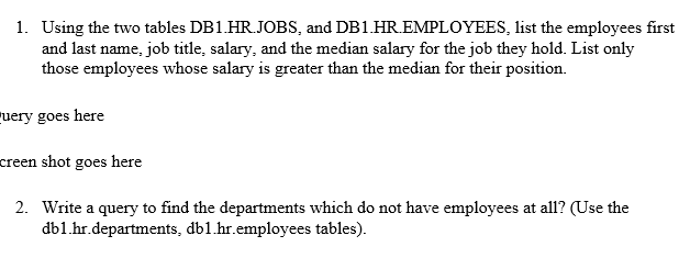 1. Using the two tables DB1. HR.JOBS, and | Chegg.com