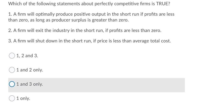 Solved Which of the following statements about perfectly | Chegg.com