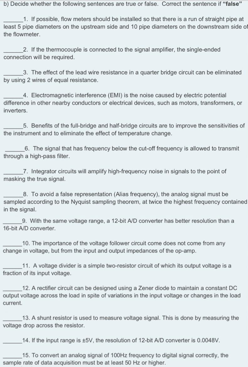 Solved B) Decide Whether The Following Sentences Are True Or | Chegg.com