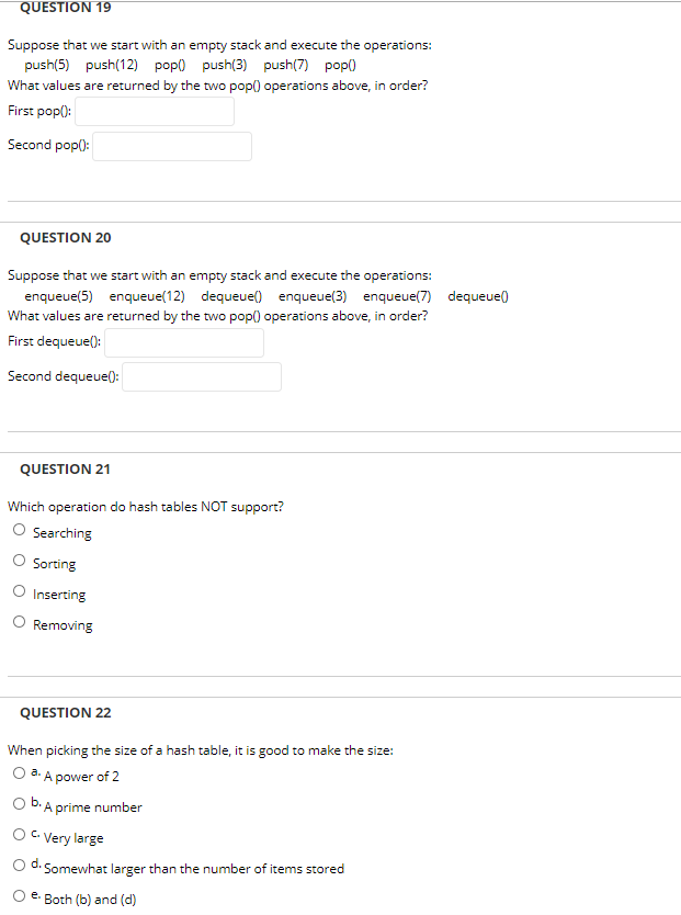 Solved QUESTION 19 Suppose that we start with an empty stack | Chegg.com