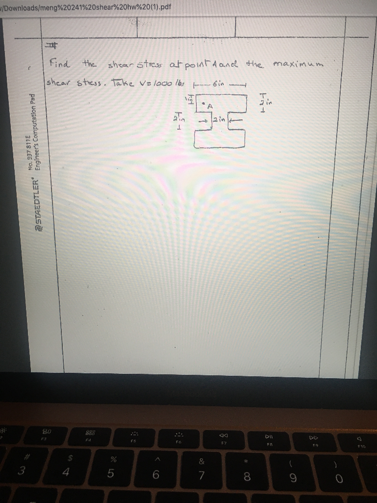 Solved I. Find the shear stress at point A and the makinan | Chegg.com