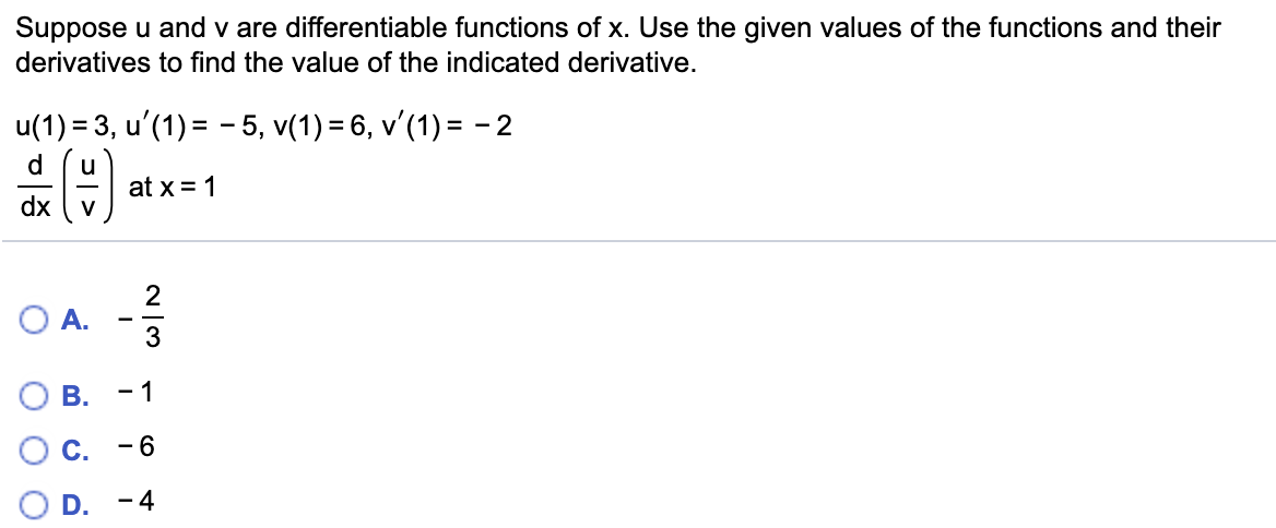 Solved Suppose U And V Are Differentiable Functions Of X. 