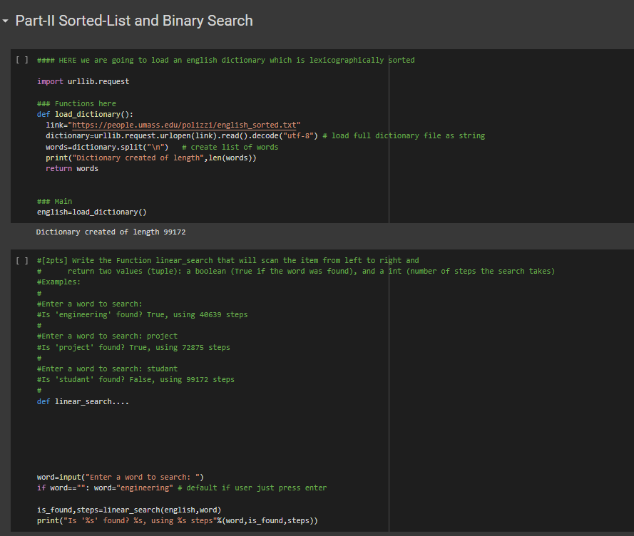 Solved Complete the following in Python: Part II: Sorted | Chegg.com