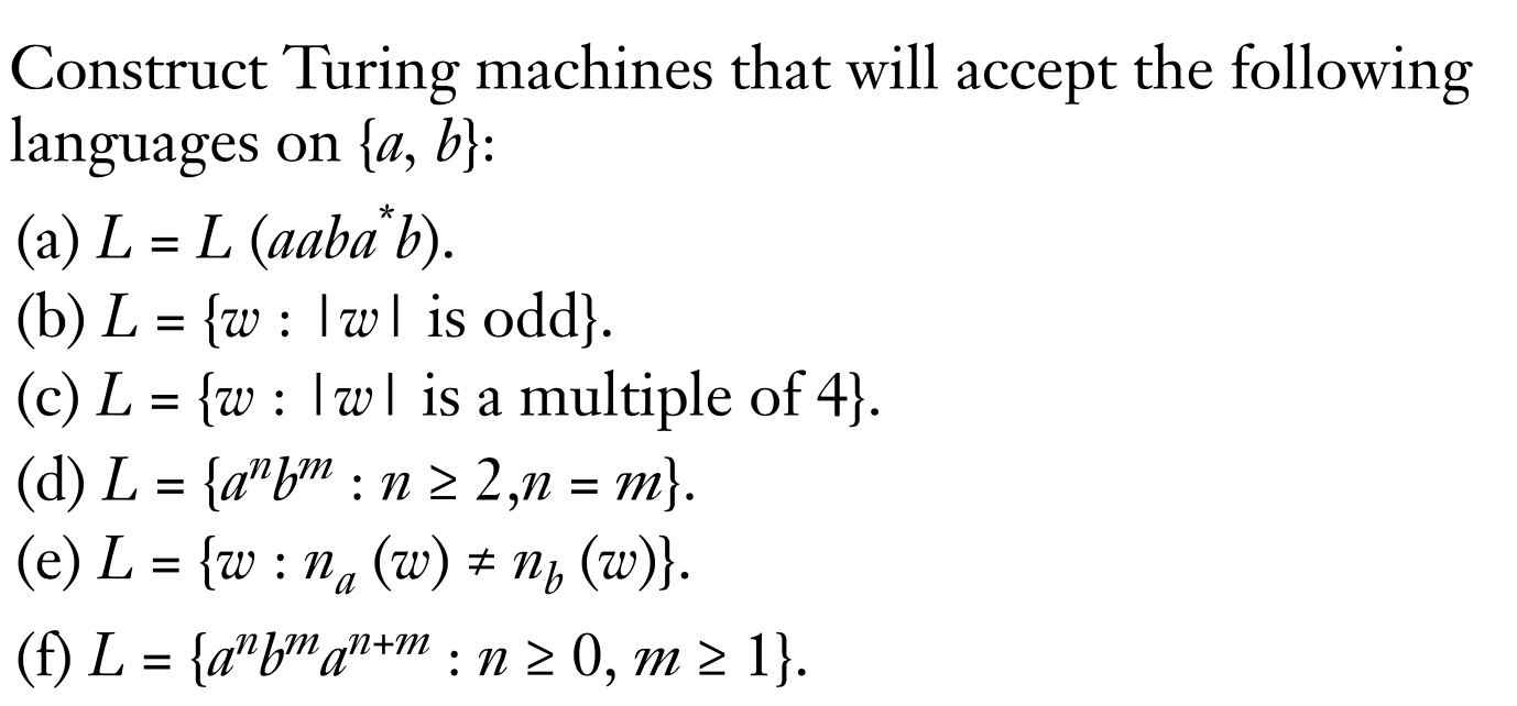 Solved Construct Turing Machines That Will Accept The | Chegg.com