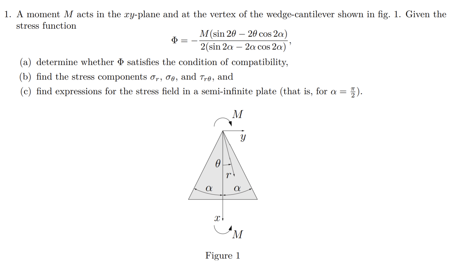 Solved - 1. A moment M acts in the xy-plane and at the | Chegg.com