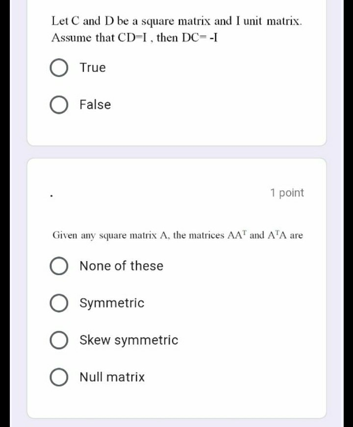 Solved Let C and D be a square matrix and I unit matrix. | Chegg.com