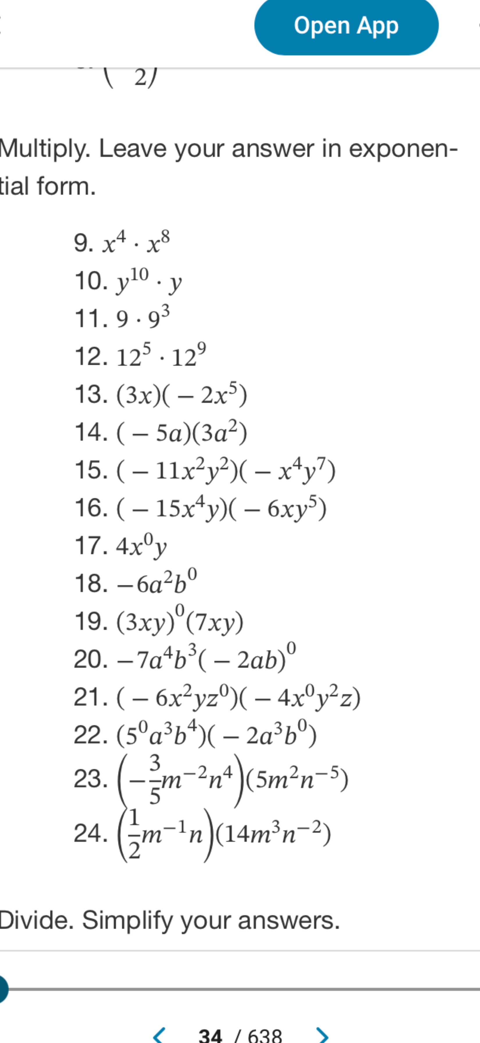 Solved Multiply. Leave your answer in exponential