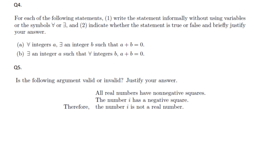 Solved Q4 For each of the following statements, (1) write | Chegg.com